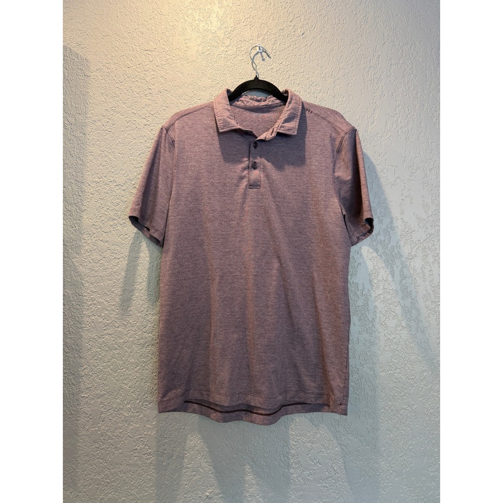 Lululemon Evolution Polo Shirt Mens Short Sleeve‎ Heathered Mauve Burgundy Golf
